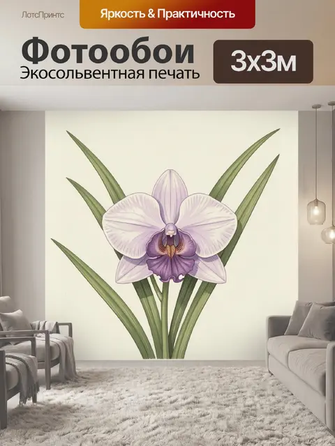 Фотообои Орхидея с зелёными листьями
