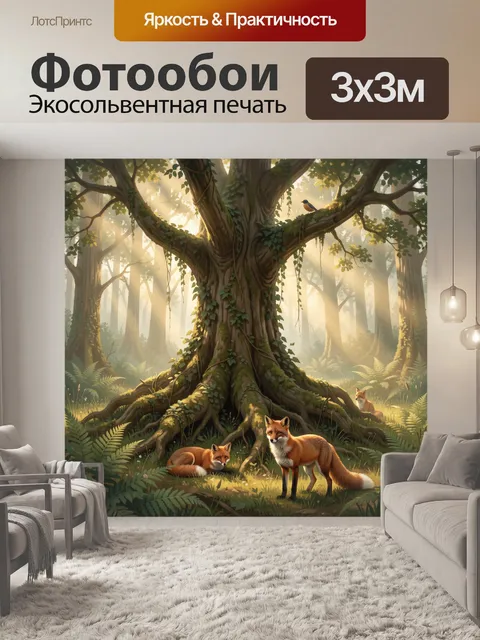 Фотообои Лисицы в волшебном лесу