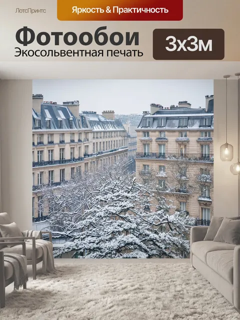 Фотообои уголок парижа зимой, где снежные шапки украшают крыши и освежают красоту города