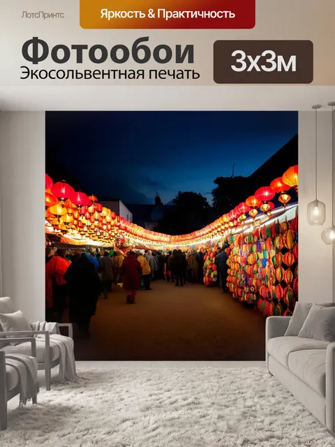 Фотообои ночной рынок на фестивале мэрцишор, где продают традиционные румынские украшения