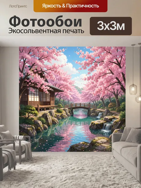 Фотообои Сад сакуры у ручья