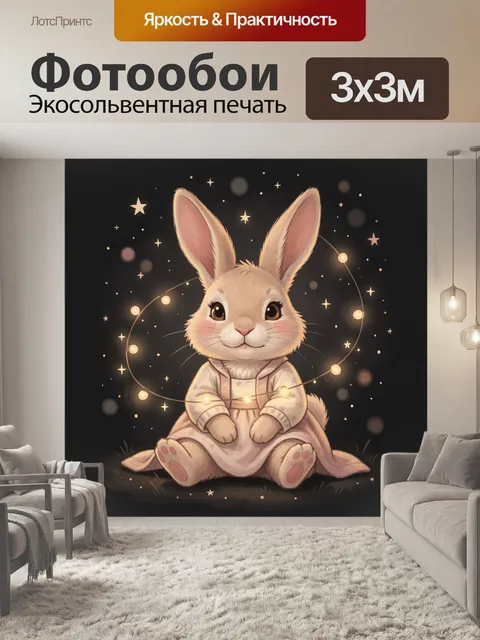 Фотообои Милый зайчонок с гирляндой