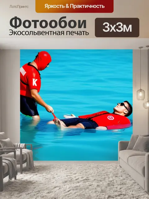 Фотообои спасатель, помогающий утопающему