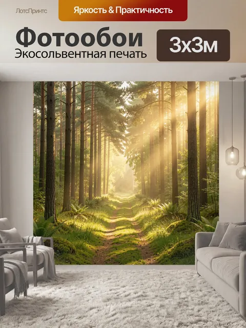 Фотообои Солнечная тропа в сосновом лесу
