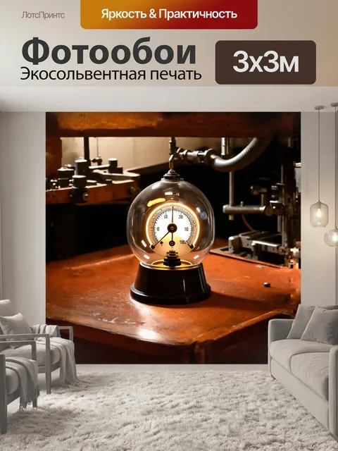 Фотообои вакуумметр, красиво расположенный на старинном столе в механической мастерской