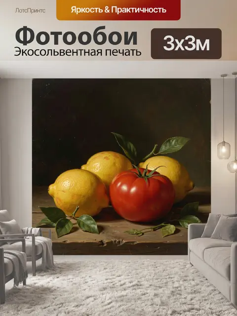 Фотообои Лимоны и помидор на дереве