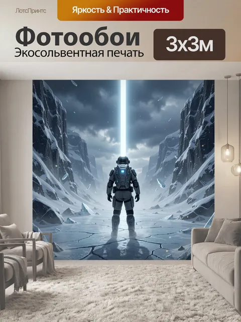 Фотообои Космонавт в ледяном каньоне