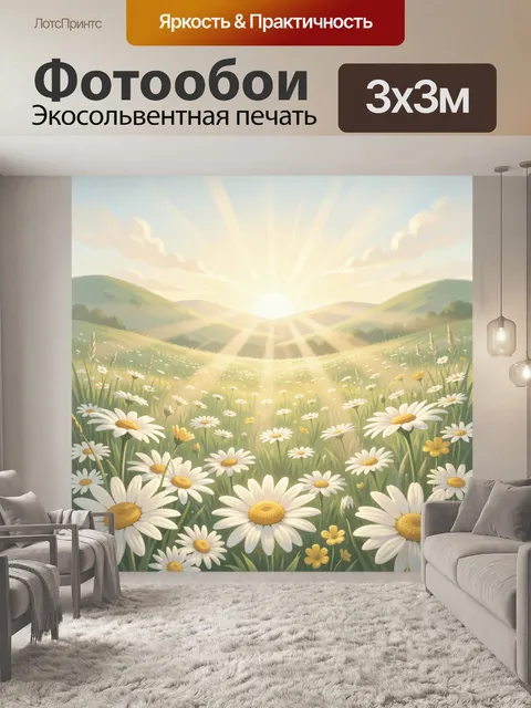 Фотообои Ромашковое поле на рассвете