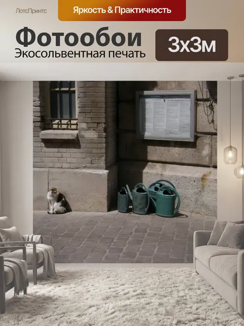 Фотообои Кот с лейки