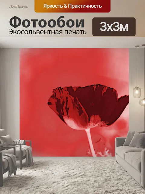 Фотообои к красному маку добавлены спецэффекты