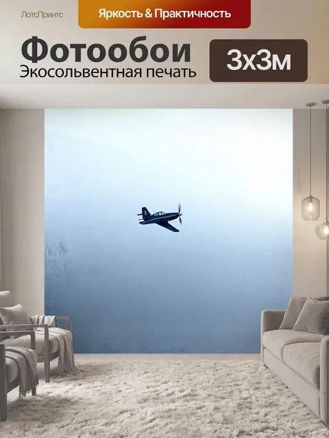 Фотообои минималистичный концепт небольшого одномоторного самолета, взлетающего над гладью безмятежного озера