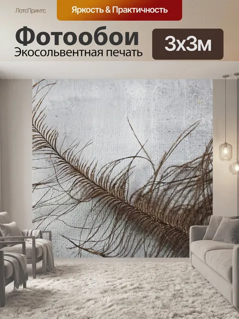 Фотообои пушистое серое перо