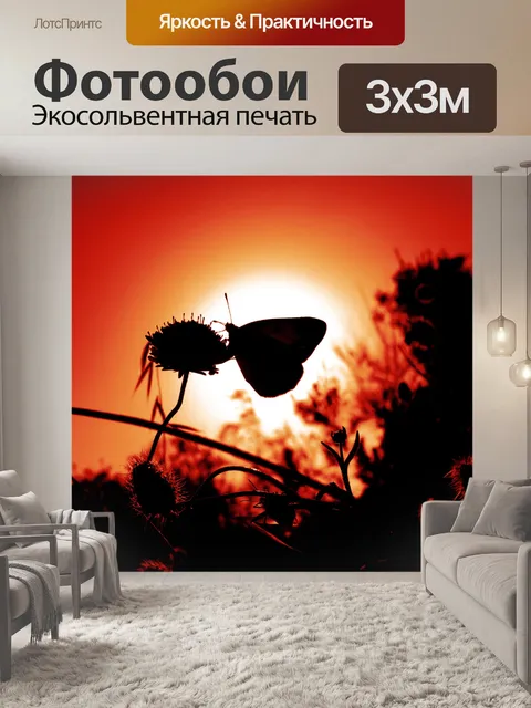 Фотообои Фон Красная бабочка