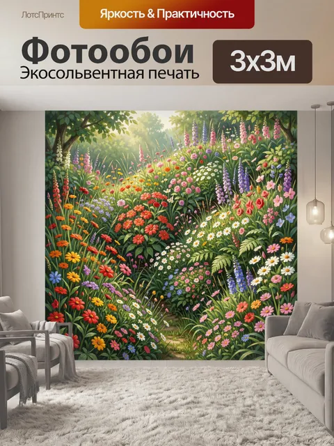 Фотообои Летний сад с полевыми цветами