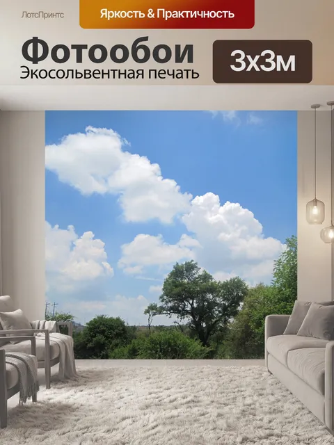 Фотообои Вид на деревья и кусты против неба.