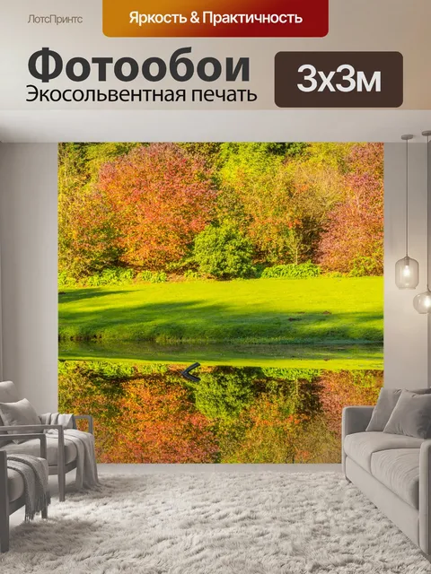 Фотообои осенние деревья отражение