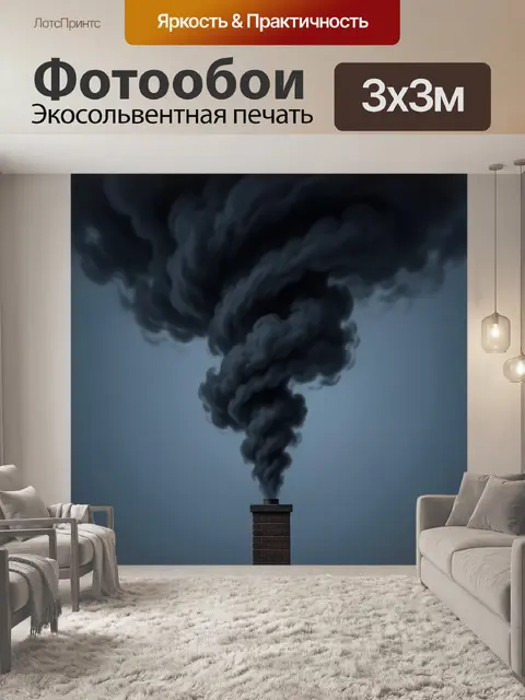 Фотообои Черный дым над кирпичной трубой