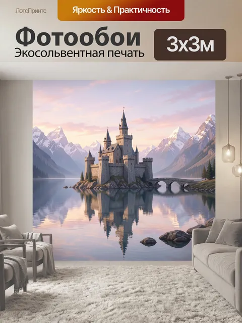 Фотообои Замок на горном озере на закате