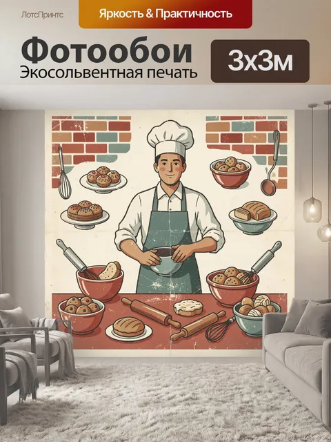 Фотообои Пекарь с домашней выпечкой
