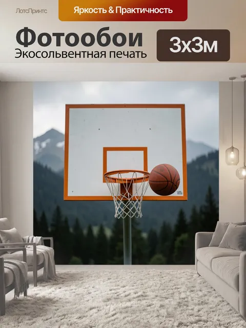 Фотообои Баскетбольное кольцо на фоне гор