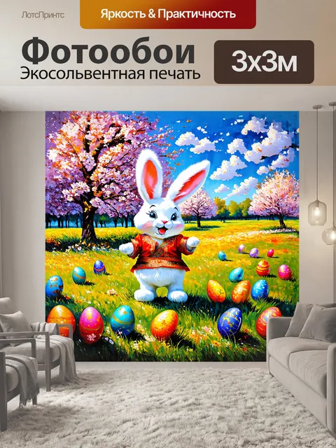 Фотообои яркий пасхальный заяц