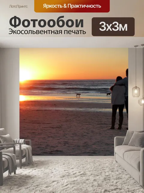 Фотообои Пара и их собак на пляже