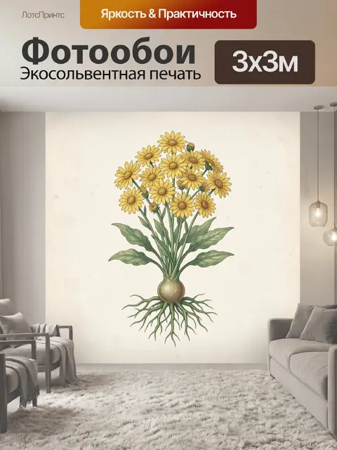 Фотообои Букет желтых ромашек и корень