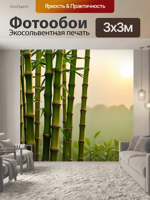Фотообои бамбук в утреннем тумане
