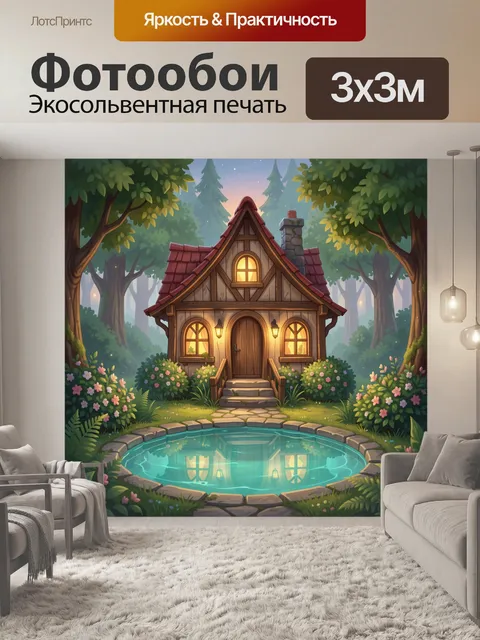 Фотообои Сказочный домик в лесу