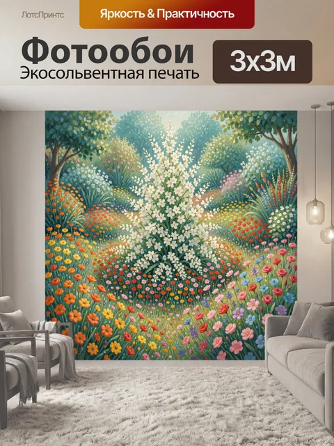 Фотообои Цветущий сад с белыми лилиями