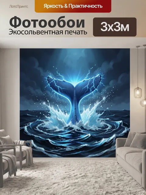 Фотообои Сияющий хвост кита в океане