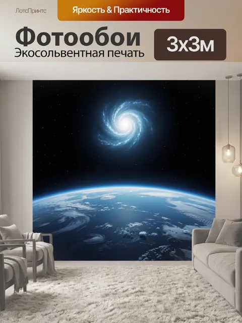 Фотообои Спиральная галактика над Землей