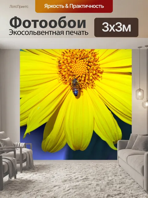 Фотообои Желтый цветок и пчела