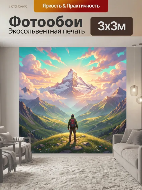 Фотообои Путешественник у горной вершины