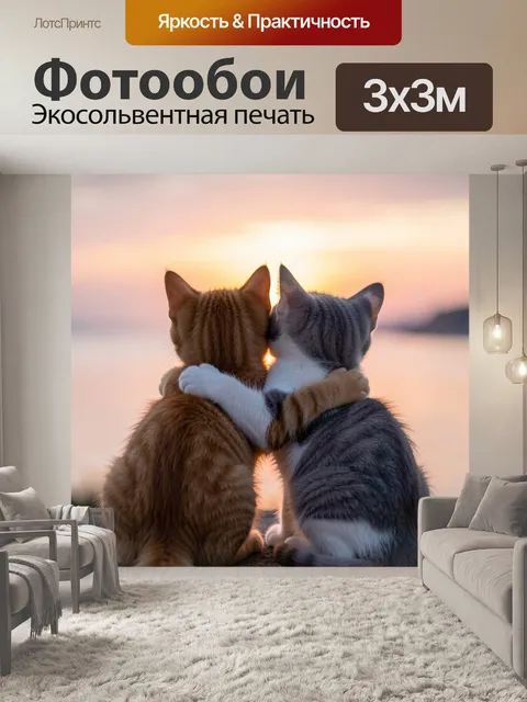 Фотообои Два котенка на закате