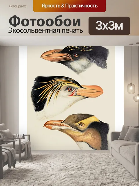 Фотообои Старинные арт-птицы пингвины
