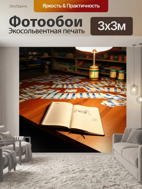 Фотообои массивная деревянная столешница старого типографского цеха