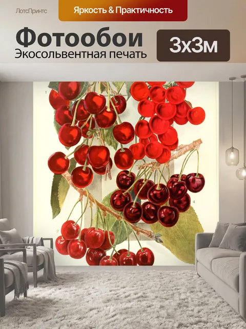 Фотообои Винтажное искусство фрукты вишни