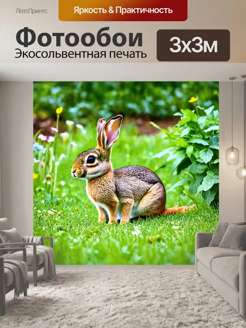 Фотообои заяц, занимающийся садоводством в своем саду