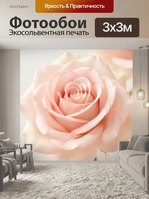 Фотообои Нежная розовая роза макро
