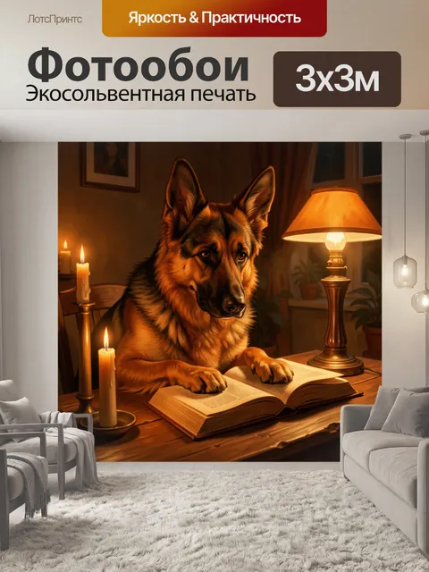 Фотообои Немецкая овчарка за книгой