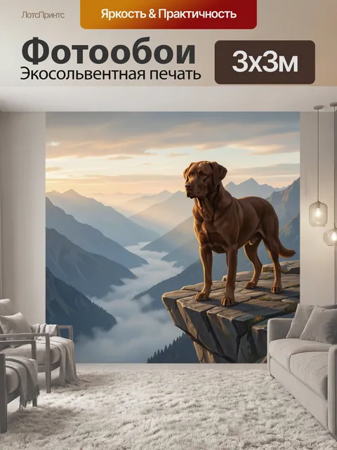 Фотообои Рыжий пёс на горном уступе