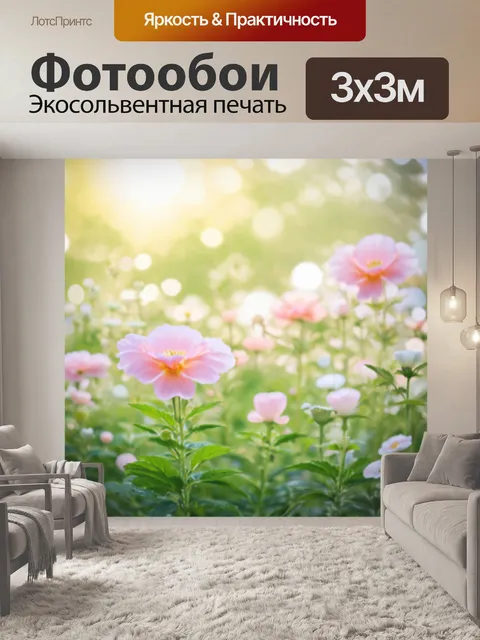 Фотообои цветы в стиле боке, мягкие, пастельные цветы с легким, сказочным фоном