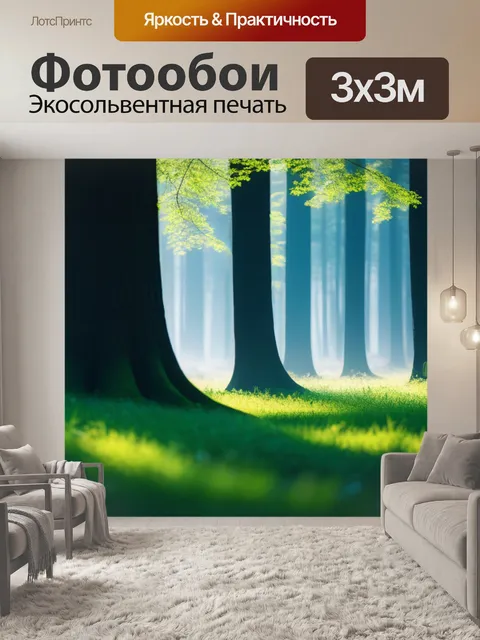 Фотообои лес в утреннем свете