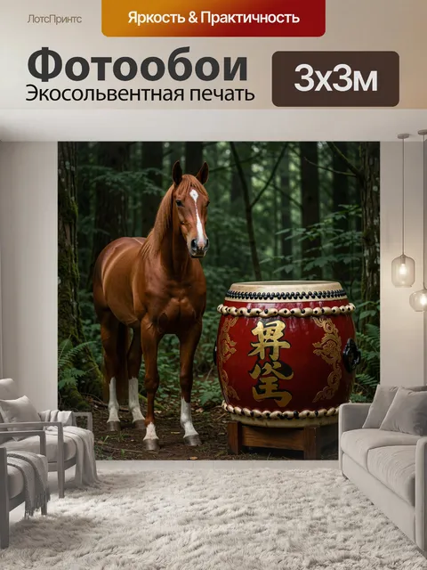 Фотообои Рыжая лошадь в лесу