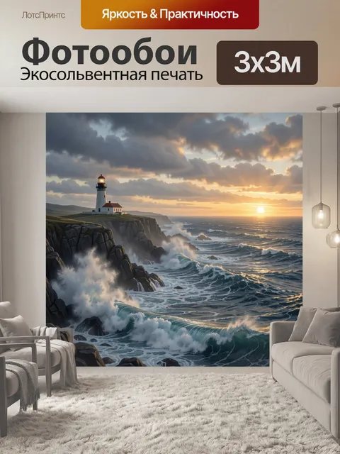 Фотообои Маяк на скалистом берегу
