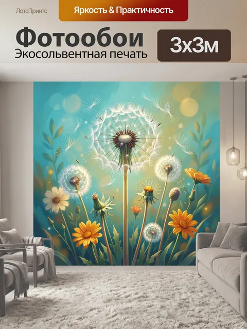 Фотообои Полевые цветы и одуванчики