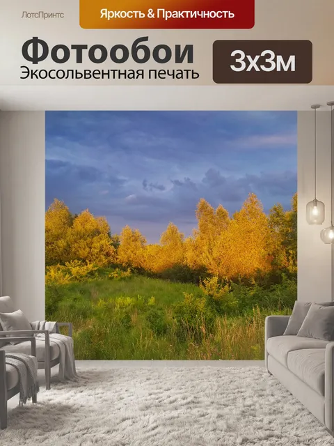 Фотообои Осенние деревья луговой пейзаж