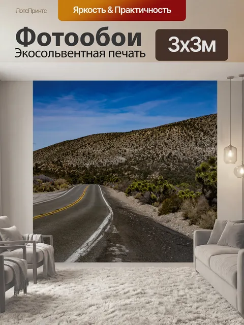 Фотообои Пустая пустыня шоссе
