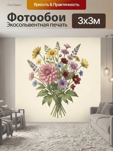 Фотообои Букет полевых и садовых цветов